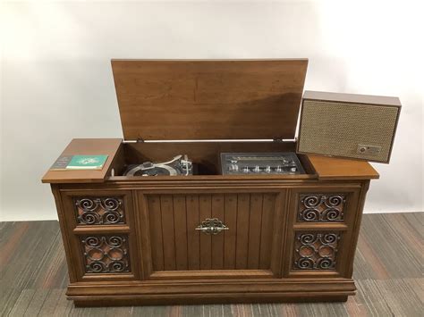 vintage ge steel record cabinet radio station inventory|vintage general electric console stereo system.